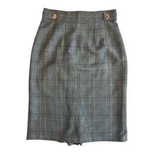 Vintage St Michael Plaid Pencil Skirt Women’s Size 14 Multicolor Office Work